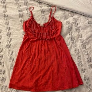 Billabong Spaghetti Strap Fringe Tassel Front Mini Dress